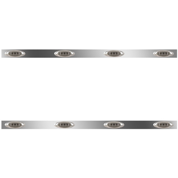 72 Inch Stainless RME Sleeper Panels W/ 8 P1 Amber/Smoked LEDs For International 9200, 9400, 9900