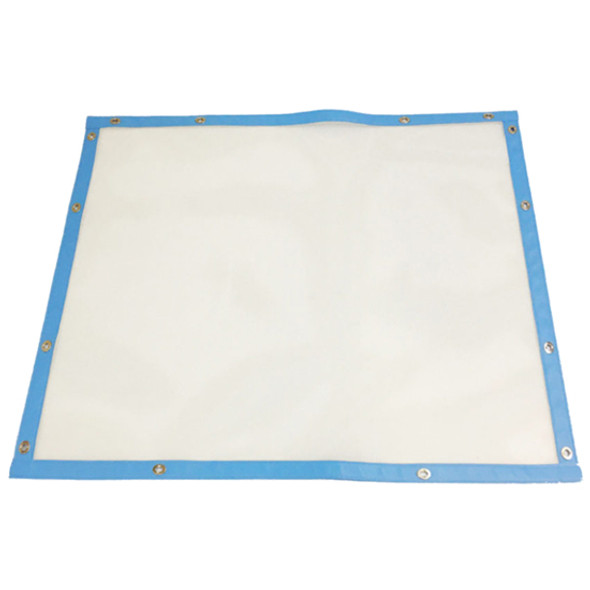 White Mesh Bug Screen W/ Light Blue Vinyl Trim For International HX615, HX620
