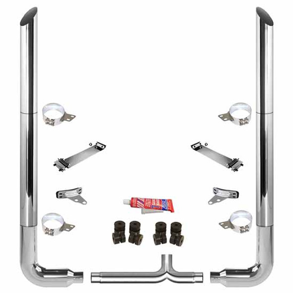 BESTfit 7-5 X 108 Inch Chrome Exhaust Kit W/ Miter Stacks, Long 90S & 7 Inch Y-Pipe