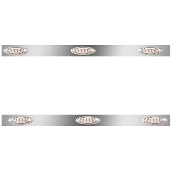 Stainless Steel Cab Panels W/ 6 P1 Amber/Clear LEDs For Kenworth T800 Curved Glass1995 - 2010