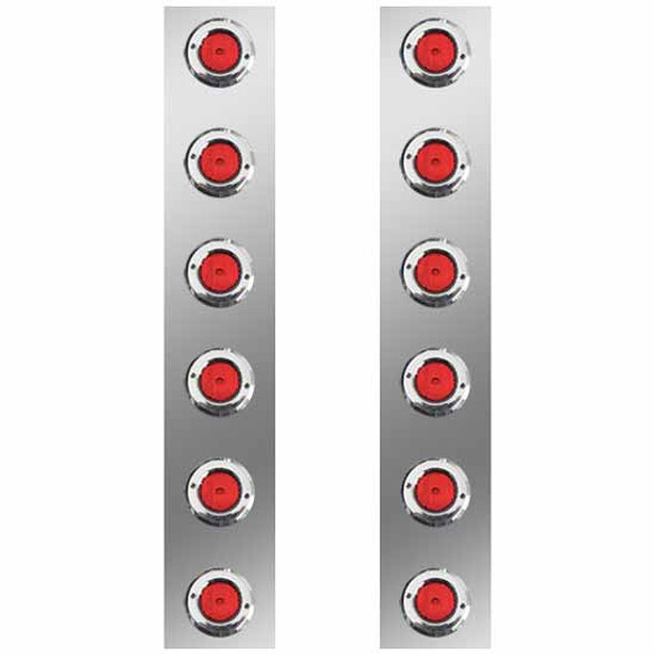 Stainless Steel Rear AC Lights W/ 12 Flat Red Incandescents  For Peterbilt 378 & 379