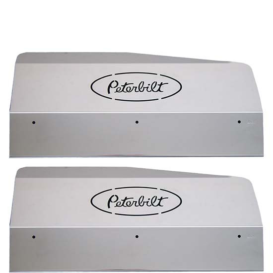 Stainless Steel Fender Shields W/ Peterbilt Logo For Peterbilt 378 & 379