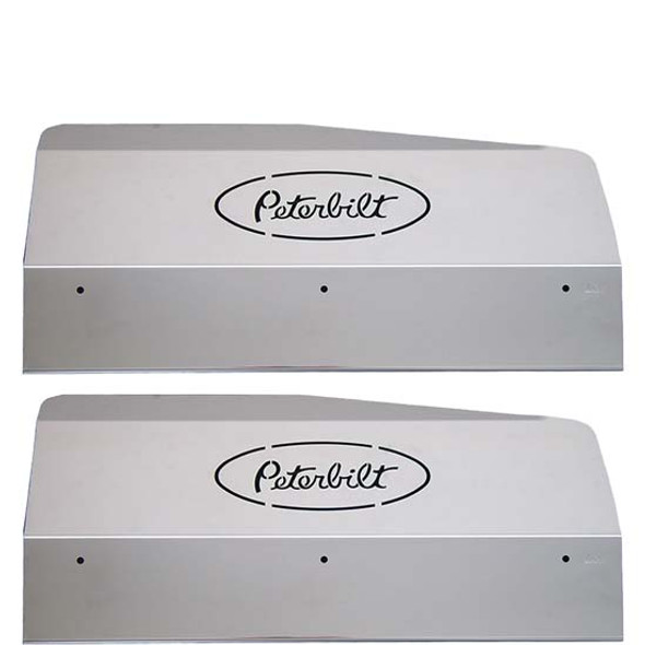 Stainless Steel Fender Shields W/ Peterbilt Logo For Peterbilt 378 & 379