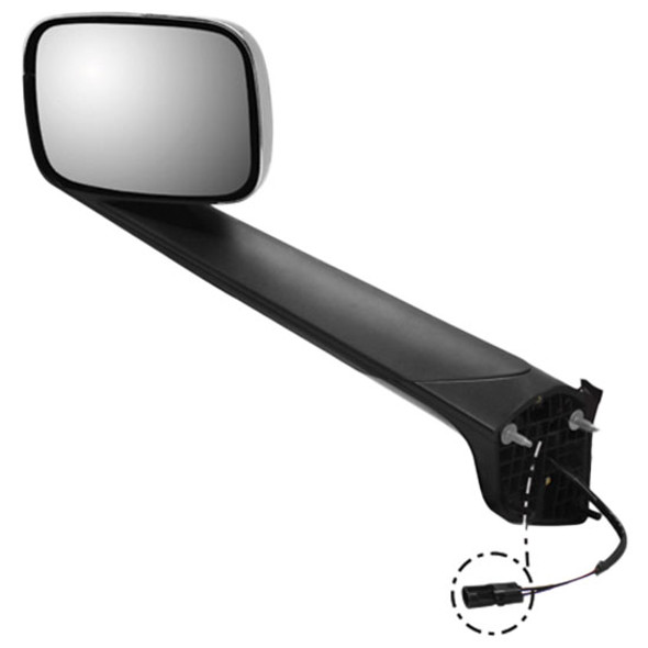 Chrome Manual Hood Mount Mirror, Driver Side W/ Heating Function For Freightliner Cascadia