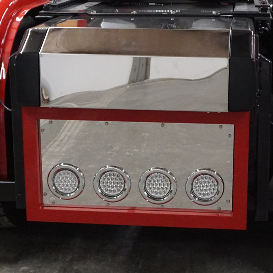 CSM 18 Inch Smooth SS Rear Center Light Panel W/ 4 Inch Round Holes