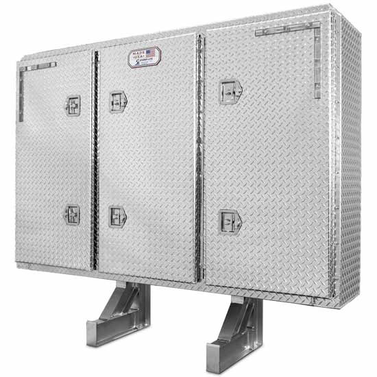 Sturdy-Lite Diamond Plate Aluminum Cab Rack, 68 X 80 X 14 Inch With 3 Enclosed Doors