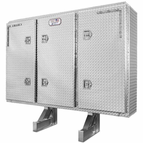 Sturdy-Lite Diamond Plate Aluminum Cab Rack, 68 X 80 X 14 Inch With 3 Enclosed Doors