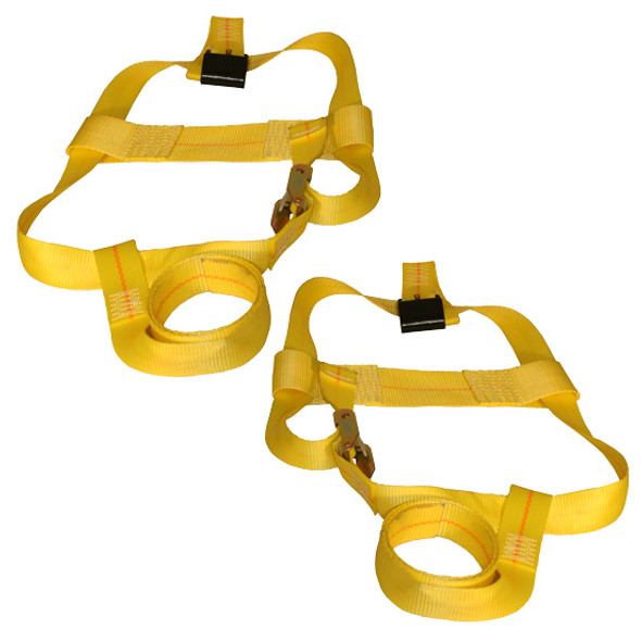 Polyester Adjustable 2 Inch Wheel Tie Down Straps, Yellow For 13-16 Inch Tires