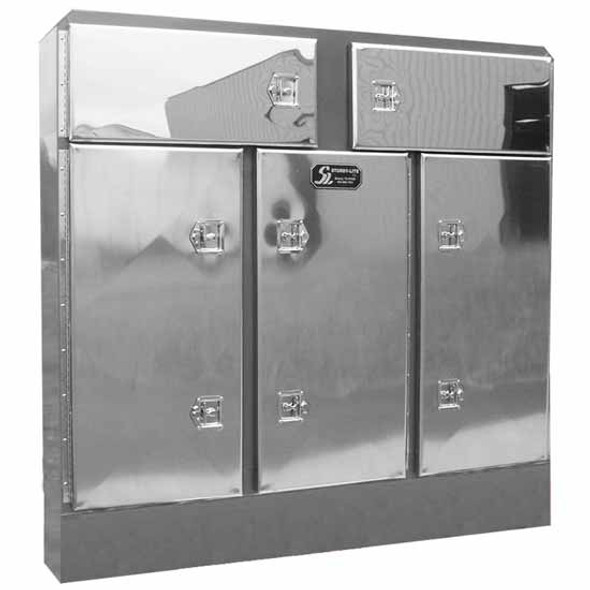 84 X 80 X 14 Inch Smooth Aluminum 5 Door Cab Rack With Polished Smooth Doors