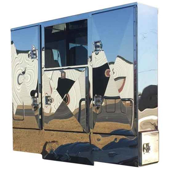 Brunner Smooth Aluminum 3 Door Cab Rack W /Window, Polished SS Doors & Side Access, 62 X 80 X 12 Inch