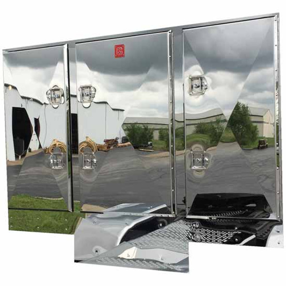 Brunner Smooth Aluminum 3 Door Cab Rack With Polished SS Doors, 62 X 80 X 12 Inch