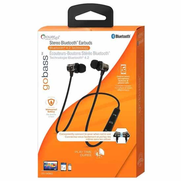 Bluetooth Stereo Earbuds W/ Microphone & Waterproof Battery