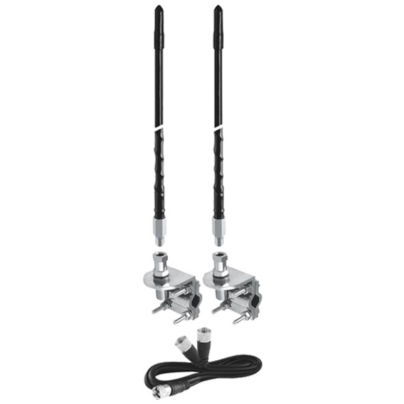 1000 Watt Dual Black Fiberglass Antenna Kit - 3 Foot