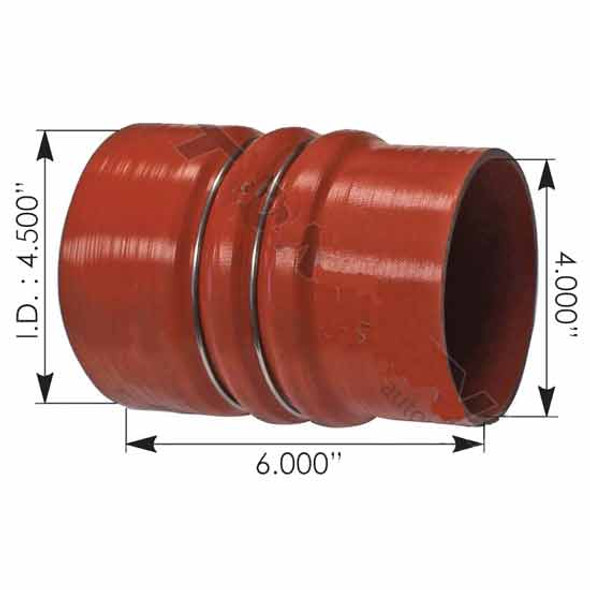 4.5 - 4 X 6 Inch Heavy Duty Red Silicone Hump Hose For Charge Air Coolers