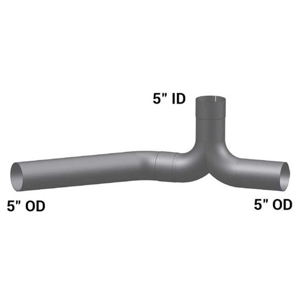 BESTfit Steel Exhaust Y-Pipe W/ 5 Inch ID Inlet & 5 Inch OD Outlets For Peterbilt 359