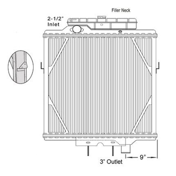 BESTfit Copper Brass 4 Row Radiator With Surge Tank For Peterbilt 357, 375, 377, 378, 379