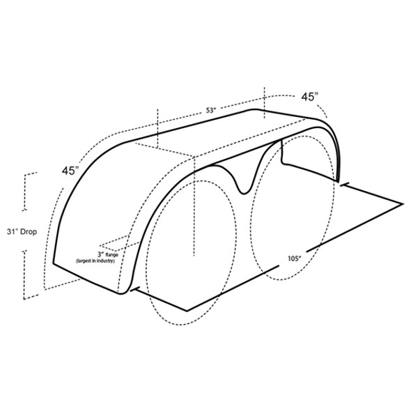Hogebuilt 105 Inch 304 Stainless Steel Low Rider Teardrop Full Fender Kit For Freightliner W/ Air Liner II Suspension Hogebuilt 105 Inch 304 Stainless Steel Low Rider Teardrop Full Fender Kit For Freightliner W/ Air Liner II Suspension