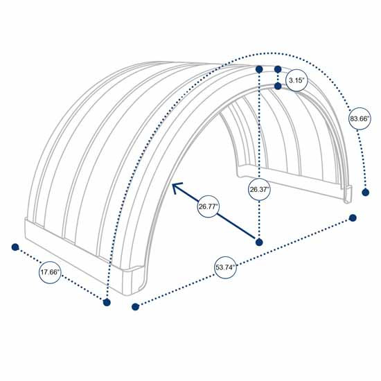 53.74 Inch Black Poly Super Single Full Radius Fender