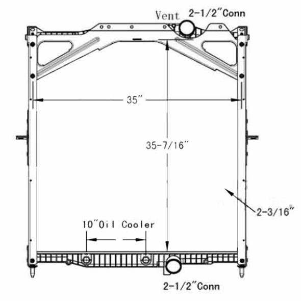 BESTfit Plastic Aluminum 2 Row Radiator W/ Oil Cooler For Mack CHN613 SFA, CHU613 SFA, Volvo VNL Gen II
