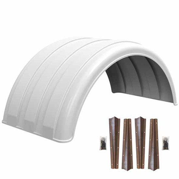 Minimizer White Lil Scapper Poly Single Axle Fender Kit W/ Steel Mounting Brackets For 19.5 Inch Wheels