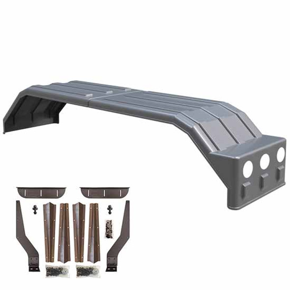 Minimizer Liquid Platium Poly Square Back Bruiser Tandem Axle Fender Kit W/ Lightbox Steel Mounting Brackets For Tandem Axle Tractor Or Trailer W/ 54 Inch Axle Spread