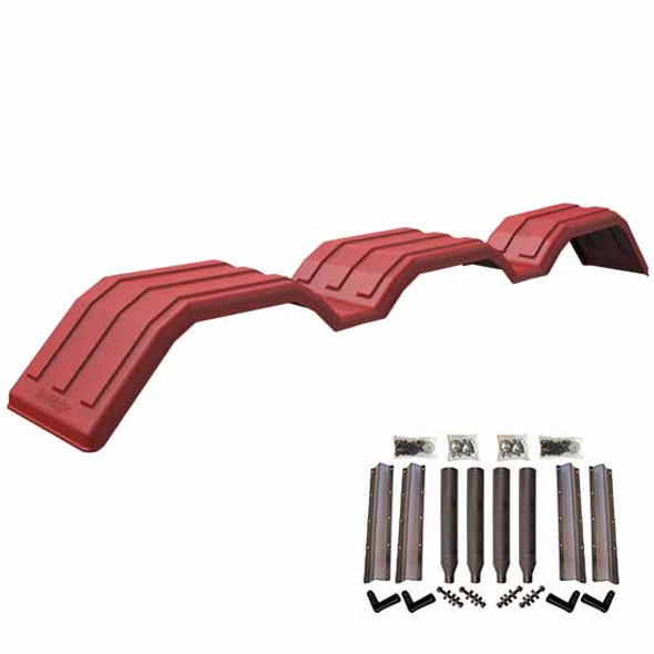 Minimizer MIN300 Tri-Axle Fender Kit - Red Finish Plastic Paddle Bolt-On  Mounting Brackets - Elite Truck Accessories