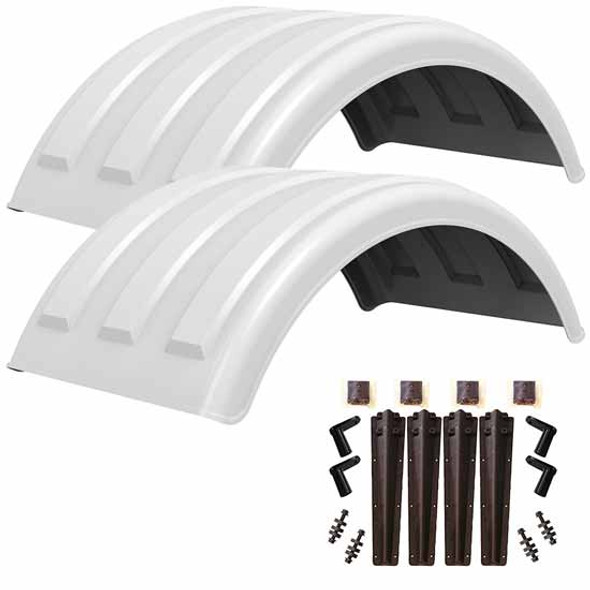 Minimizer MIN150 Tandem Axle Fender Kit - White Finish Plastic Bolt-On Mounting Brackets