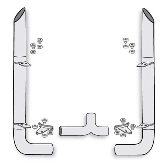 American Eagle Stainless Steel 8 X 120 Inch Miter Top Exhaust Kit  For Peterbilt