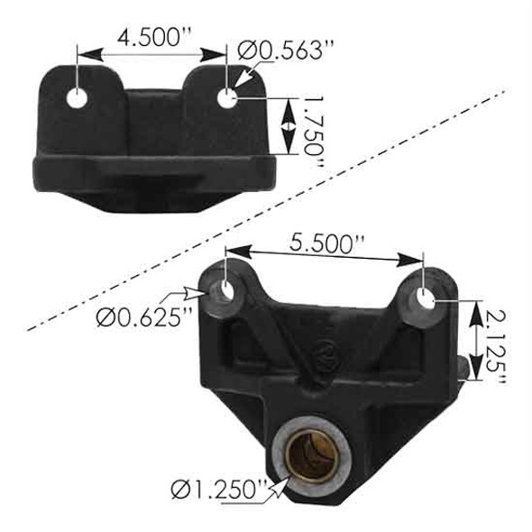 Cast Spring Hanger With Bushing  Rear Of Steer Axle For Freightliner