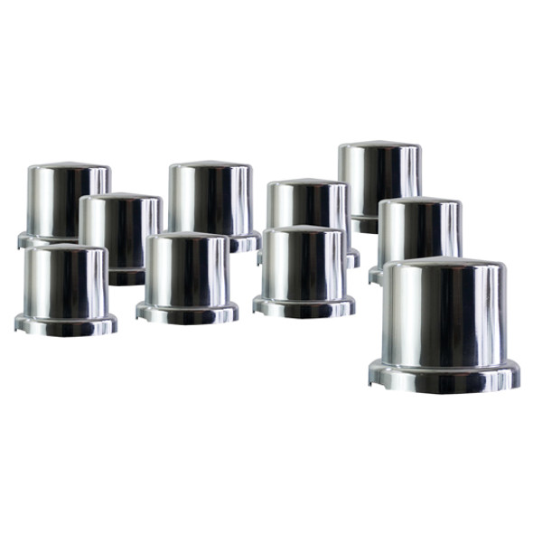 15/16 & 7/8 Inch Chrome Plastic Top Hat Nut Cover With Flange - 10 Pack