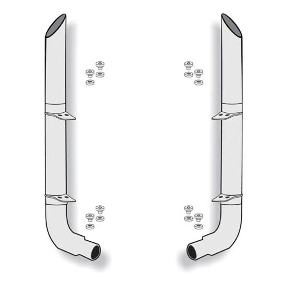 American Eagle 7-5 X 120 Inch Stainless Steel Exhaust Kit W/ Miter Stacks & Peterbilt Style Elbows