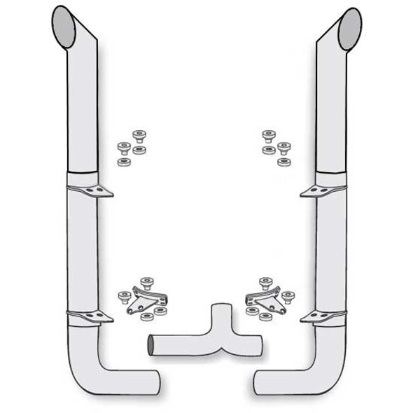 American Eagle 7-5 X 120 Inch Stainless Steel Exhaust Kit W/ Goncho Stacks & Long Drop Elbows