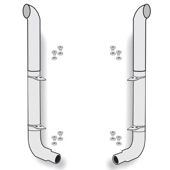 American Eagle 7-5 X 120 Inch Stainless Steel Exhaust Kit W/ Curve Stacks & Peterbilt Style Elbows