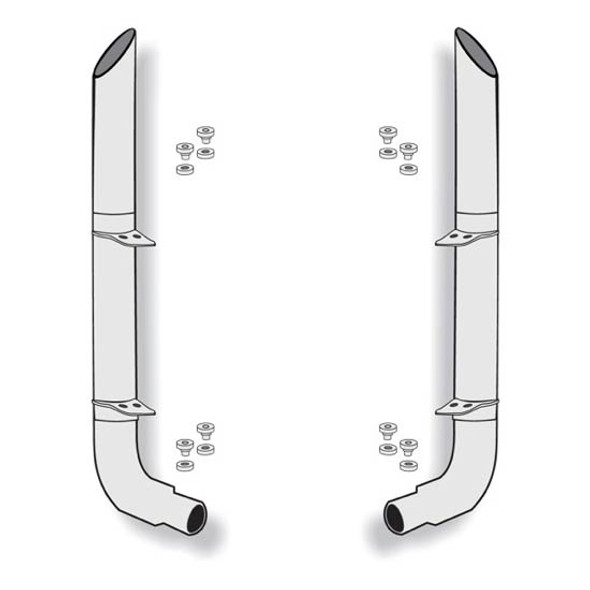 American Eagle 8-5 X 120 Inch Stainless Steel Exhaust Kit W/ Miter Stacks & Peterbilt Style Elbows