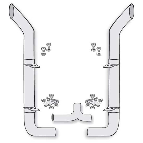 Stainless SteelAmerican Eagle 8-5 X 120 Inch Exhaust Kit W/ Bull Hauler Stacks & Long Drop Elbows