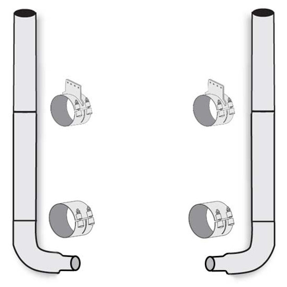 American Eagle 7-5 X 120 Inch Stainless Steel Exhaust Kit With Flat Top Stacks & 90 Degree Elbows