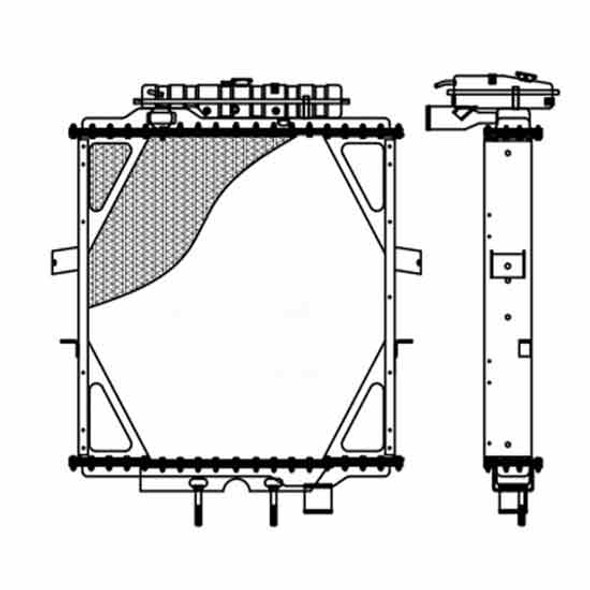 BESTfit Copper Brass 3 Row Radiator With Surge Tank 36.25 X 34.375 X 1.75 Inch For Peterbilt 357, 377, 378, 379, 385