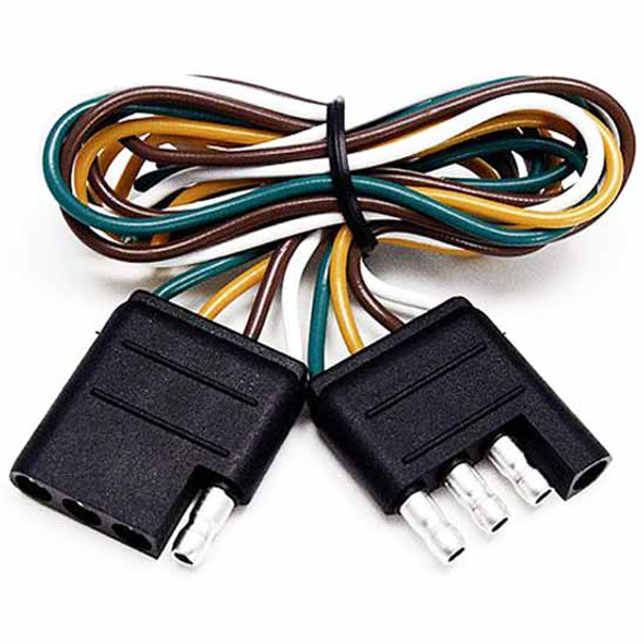 4-Way FM Flat Trailer Connector And M 4-Way Flat Trailer Connector W/ 12 Inch 16 AWG Wires