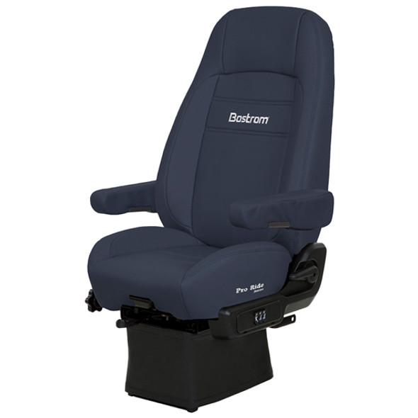 Bostrom Pro Ride Low Base High Back Seat With Armrests - Blue Ultra-Leather