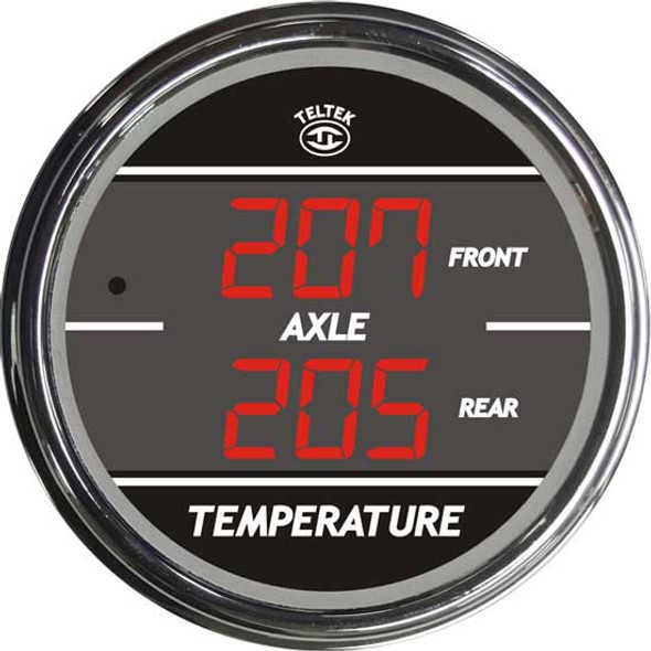 Red Digital Dual Display Front/Rear Axle Temperature Gauge 100-300 Degrees F