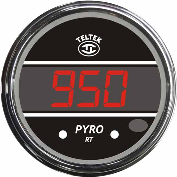 Red Digital Pyrometer 40-1850 Degree F With Chrome Bezel - 2-1/16 Inch Diameter