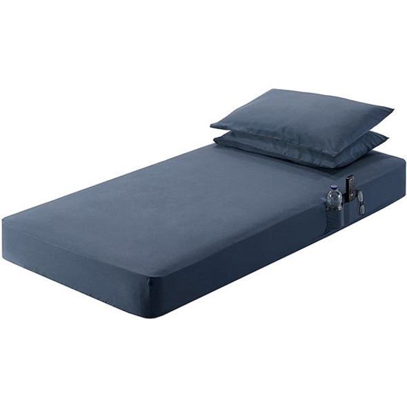 Blue 30 X 80 X 5 Inch Bed Sheet For Upper Bunk