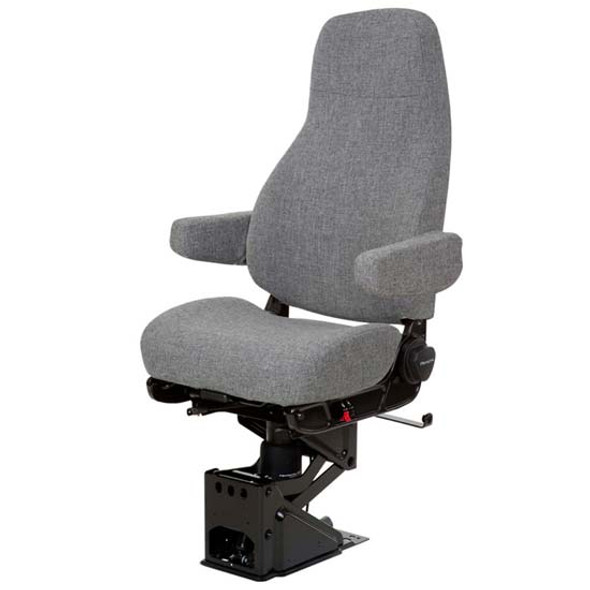 National Ensign Standard Base High Back Air Seat With Armrests - Gray Forever Cloth