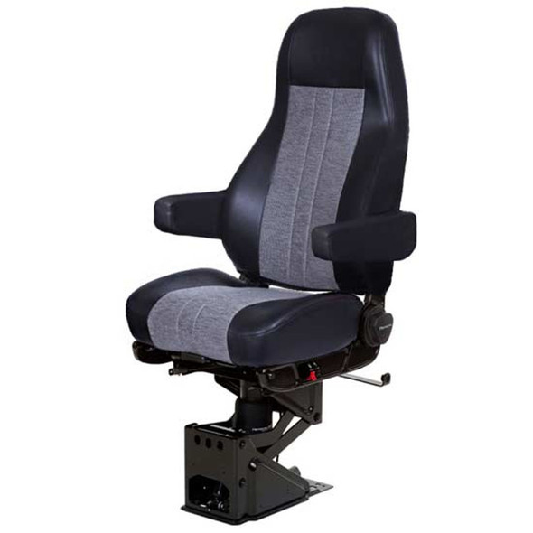 National Ensign Standard Base High Back Air Seat With Armrests - Black Vinyl & Gray Mordura Cloth