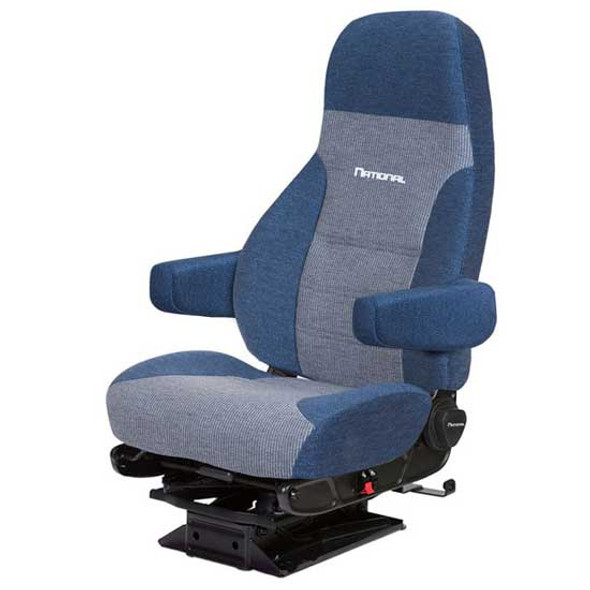 National Captain Lo Low Base High Back Air Seat With Armrests - Blue & Gray Mordura Cloth