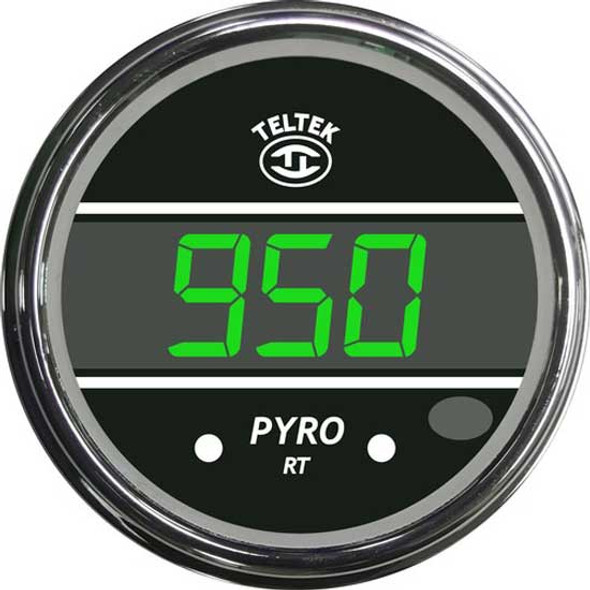 Green Digital Pyrometer 40-1850 Degree F With Chrome Bezel - 2-1/16 Inch Diameter