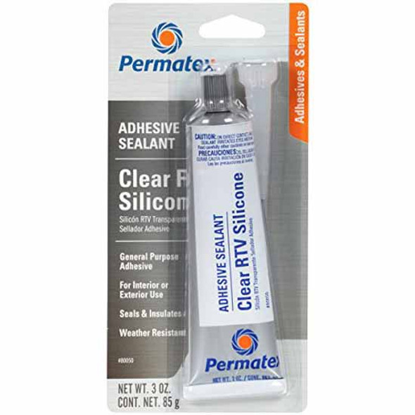 Permatex Clear RTV Silicone Adhesive Sealant - 3 OZ