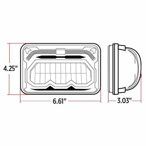 4 X 6 Inch LED High Beam Headlight W/ Position Light