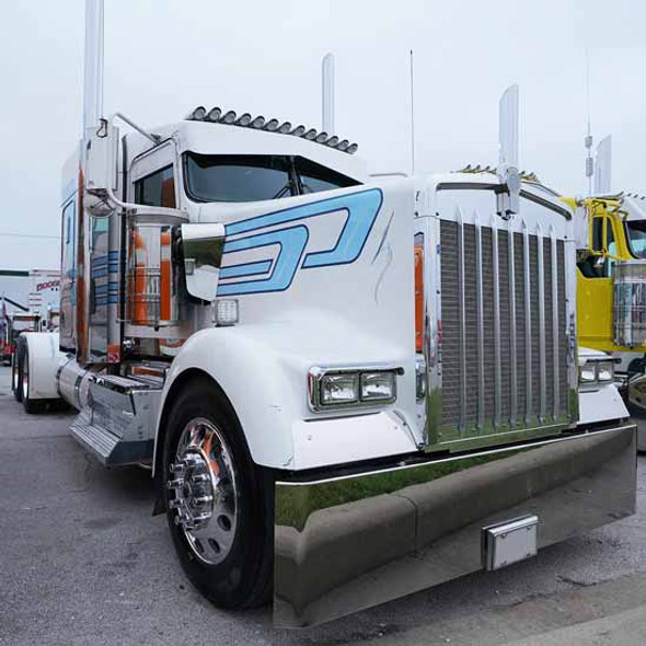 Dual Square Headlight Bezel W/ Visor For Peterbilt, Kenworth, Freightliner & Western Star