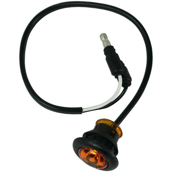 3/4 Inch Amber LED Amber Lens Single Diode Bulkhead Light W/ Male Bullet